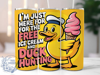 Free Ice Cream Duck 20oz Tumbler, Duck Hunting Cruise, Funny Cruise Wrap, Vacation Humor Design, Nautical Sublimation Wrap, 20oz Tumbler Design, PNG Tumbler Wrap Sublimation ToriDesigns 