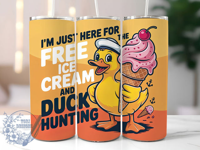 Free Ice Cream Duck 20oz Tumbler, Duck Hunting Cruise, Funny Cruise Wrap, Vacation Humor Design, Nautical Sublimation Wrap, 20oz Tumbler Design, PNG Tumbler Wrap Sublimation ToriDesigns 