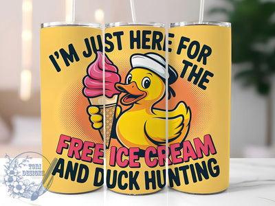 Free Ice Cream Duck 20oz Tumbler, Duck Hunting Cruise, Funny Cruise Wrap, Vacation Humor Design, Nautical Sublimation Wrap, 20oz Tumbler Design, PNG Tumbler Wrap Sublimation ToriDesigns 