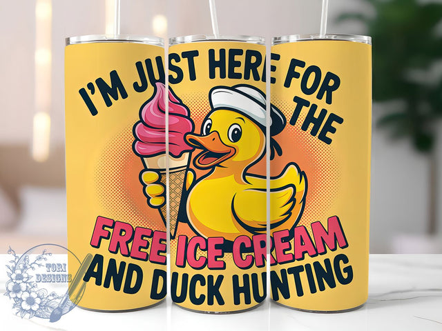 Free Ice Cream Duck 20oz Tumbler, Duck Hunting Cruise, Funny Cruise Wrap, Vacation Humor Design, Nautical Sublimation Wrap, 20oz Tumbler Design, PNG Tumbler Wrap Sublimation ToriDesigns 