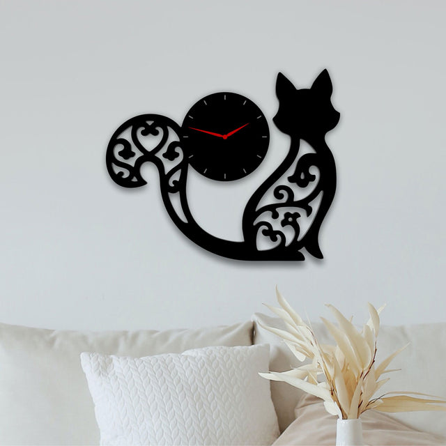 Free Laser Cut Cat Wall Clock SVG File - Unique Animal Home Decor Template SVG LaserCutano 