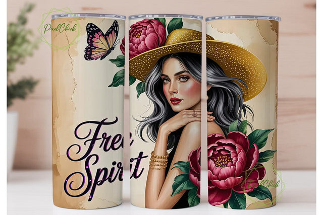 Free Spirit Floral 20oz Tumbler Wrap Sublimation PixelChick 