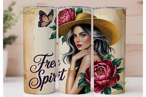 Free Spirit Floral 20oz Tumbler Wrap Sublimation PixelChick 