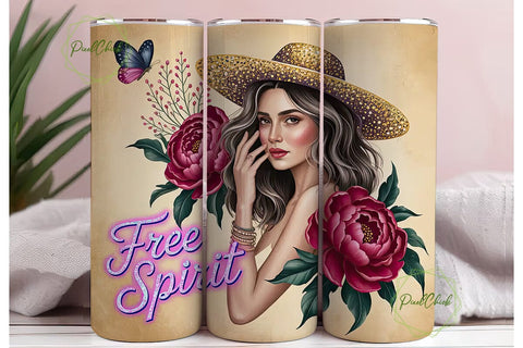 Free Spirit Floral 20oz Tumbler Wrap Sublimation PixelChick 