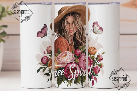 Free Spirit Floral 20oz Tumbler Wrap Sublimation sassyprint 
