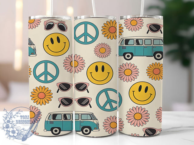 Free-Spirited & Groovy Hippie Tumbler, 70s Retro Sublimation, Peace Sign Design, Groovy Tumbler Template, Vintage 70s Wrap, Psychedelic Tumbler Design, Boho Sublimation Wrap Sublimation ToriDesigns 