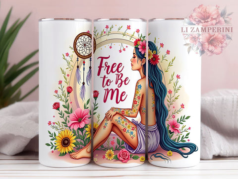 Free to Be Me Tumbler, 20oz Sublimation Design, Mystic Tumbler PNG, Inspirational Quote Tumbler, Digital Download Tumbler, Bohemian Gift Tumbler Sublimation Li Zamperini 