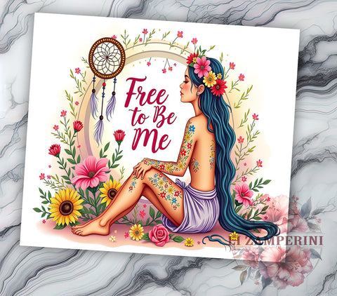 Free to Be Me Tumbler, 20oz Sublimation Design, Mystic Tumbler PNG, Inspirational Quote Tumbler, Digital Download Tumbler, Bohemian Gift Tumbler Sublimation Li Zamperini 