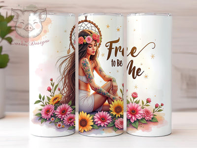 Free to Be Me Tumbler, Inspirational Tumbler Wrap, 20oz Sublimation Design, Positive Affirmation Tumbler PNG, Motivational Tumbler Wrap, Digital Download Tumbler Sublimation Lara' s Designs 