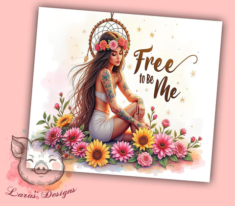 Free to Be Me Tumbler, Inspirational Tumbler Wrap, 20oz Sublimation Design, Positive Affirmation Tumbler PNG, Motivational Tumbler Wrap, Digital Download Tumbler Sublimation Lara' s Designs 