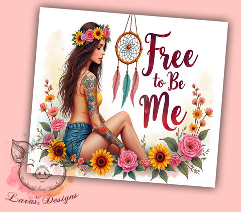 Free to Be Me Tumbler, Inspirational Tumbler Wrap, 20oz Sublimation Design, Positive Affirmation Tumbler PNG, Motivational Tumbler Wrap, Digital Download Tumbler Sublimation Lara' s Designs 