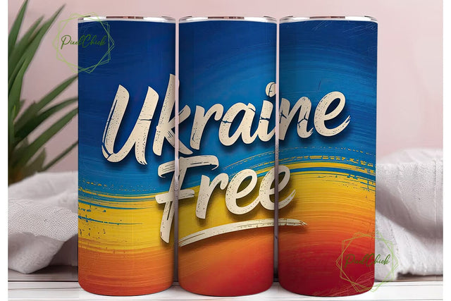 Free Ukraine 20oz Tumbler Wrap Sublimation PixelChick 