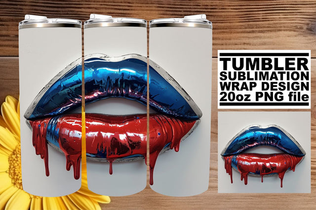 Freedom & Beauty: 3D Lips Tumbler, USA Sublimation afrosvg 