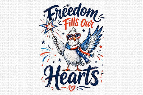 Freedom Fills Our Hearts PNG Patriotic Bird Sublimation Design SVG BillahCrafts 