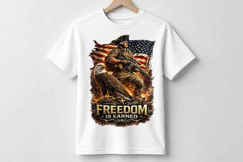 Freedom Is Earned PNG Patriotic Soldier Eagle Sublimation Design SVG BillahCrafts 