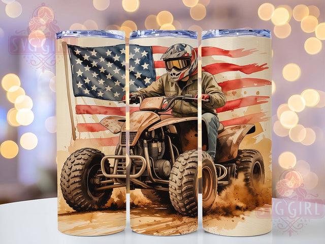Freedom Ride USA Motocross Tumbler, Patriotic ATV Gift, American Dirt Bike, Holiday Rider Cup, USA Motocross Gift, Freedom Rider Design, Patriot Biker Present Sublimation SvggirlplusArt 