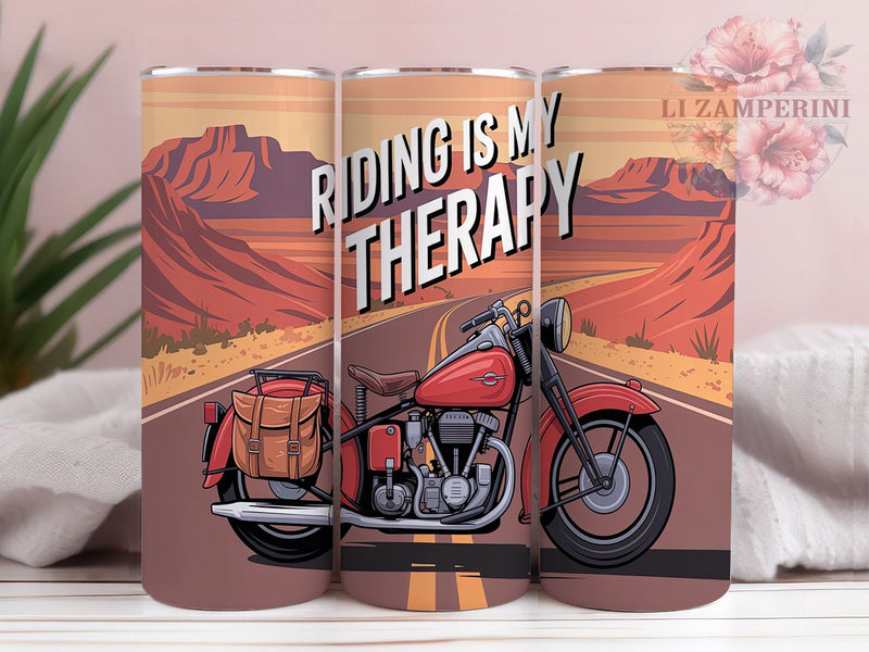 Freedom Rider Motorcycle Therapy Tumbler, Riding Is Therapy PNG, Biker Tumbler Design, 20oz Sublimation Wrap, Motorcycle Gift For Him, Digital Biker Art, Freedom Rider PNG Sublimation Li Zamperini 
