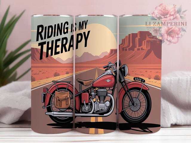 Freedom Rider Motorcycle Therapy Tumbler, Riding Is Therapy PNG, Biker Tumbler Design, 20oz Sublimation Wrap, Motorcycle Gift For Him, Digital Biker Art, Freedom Rider PNG Sublimation Li Zamperini 