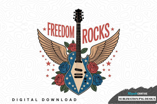 Freedom rocks guitar sublimation design Sublimation Regulrcrative 