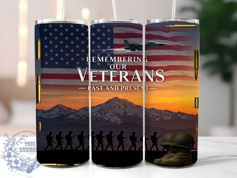 Freedom Tribute 20oz Tumbler Wrap, Veteran Tribute Tumbler, 20oz Sublimation Wrap, Patriotic Drinkware, Military Honor Gift, American Flag Tumbler, Freedom Remembrance Design Sublimation ToriDesigns 