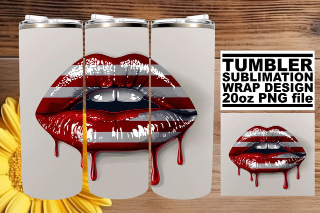 Freedom's Kiss: 3D Lips Tumbler Art Sublimation afrosvg 