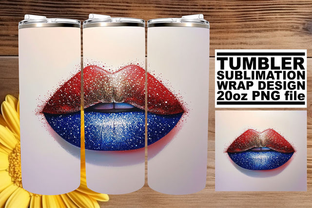 Freedom's Love: USA Flag Lips 20oz Tumbler Design Sublimation afrosvg 