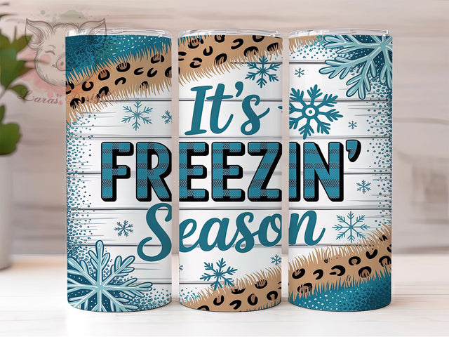 Freezin’ Season Winter Tumbler, Cozy Winter Sublimation Design, Frosty Holiday Art, 20oz Winter Tumbler, Whimsical Snow Mug, Stylish Cozy Cup, Elegant Winter Wrap Sublimation Lara' s Designs 