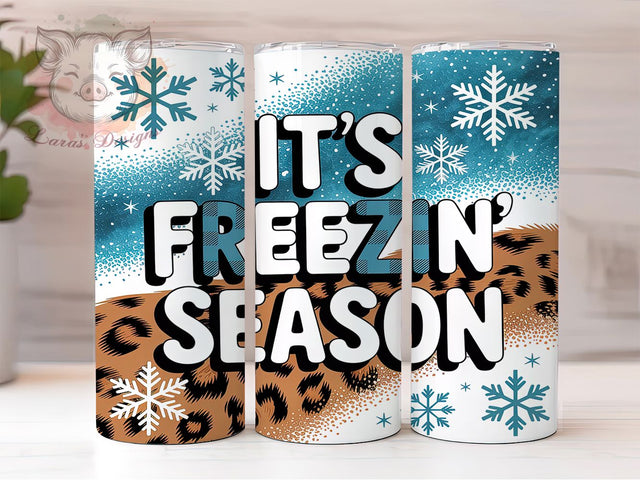 Freezin’ Season Winter Tumbler, Cozy Winter Sublimation Design, Frosty Holiday Art, 20oz Winter Tumbler, Whimsical Snow Mug, Stylish Cozy Cup, Elegant Winter Wrap Sublimation Lara' s Designs 