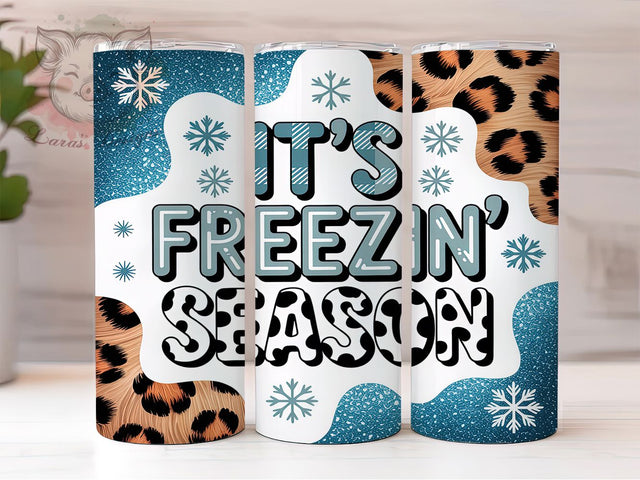 Freezin’ Season Winter Tumbler, Cozy Winter Sublimation Design, Frosty Holiday Art, 20oz Winter Tumbler, Whimsical Snow Mug, Stylish Cozy Cup, Elegant Winter Wrap Sublimation Lara' s Designs 