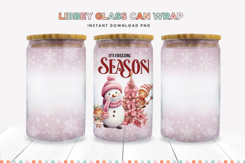 Freezing Season Snowman Glass Can Sublimation PNG Sublimation BijouBay 