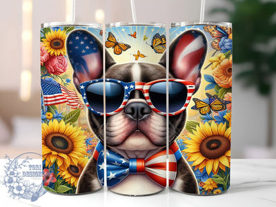 French Bulldog 4th of July Tumbler Wrap, Patriotic Frenchie Sublimation Design, 20oz Skinny Tumbler Wrap, Independence Day Dog Design, USA Frenchie Tumbler Wrap, American Flag Bulldog Art Sublimation ToriDesigns 