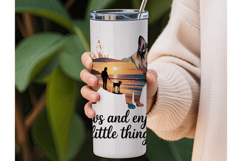 French Bulldog Beach Sunset 20oz Tumbler Sublimation DesignSVG 