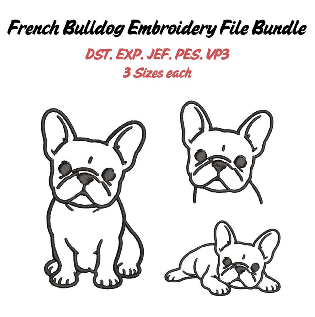 French Bulldog Bundle Embroidery/Applique DESIGNS Stitched Haus 