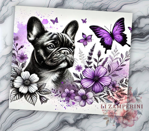 French Bulldog Butterfly Tumbler, Butterfly Design, 20oz Tumbler Wrap, Dog Lover Gift, Cute Dog Art, Pet Tumbler, Sublimation Design Sublimation Li Zamperini 