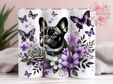 French Bulldog Butterfly Tumbler, Butterfly Design, 20oz Tumbler Wrap, Dog Lover Gift, Cute Dog Art, Pet Tumbler, Sublimation Design Sublimation Li Zamperini 