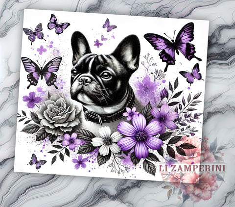 French Bulldog Butterfly Tumbler, Butterfly Design, 20oz Tumbler Wrap, Dog Lover Gift, Cute Dog Art, Pet Tumbler, Sublimation Design Sublimation Li Zamperini 