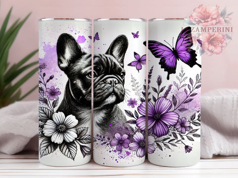 French Bulldog Butterfly Tumbler, Butterfly Design, 20oz Tumbler Wrap, Dog Lover Gift, Cute Dog Art, Pet Tumbler, Sublimation Design Sublimation Li Zamperini 