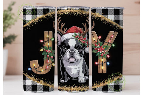 French Bulldog Christmas 20oz Tumbler Sublimation PixelChick 