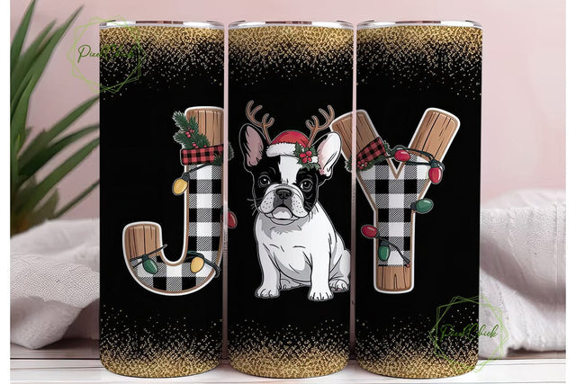 French Bulldog Christmas 20oz Tumbler Sublimation PixelChick 
