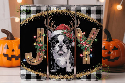 French Bulldog Christmas 20oz Tumbler Sublimation PixelChick 
