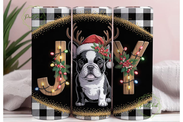 French Bulldog Christmas 20oz Tumbler Sublimation PixelChick 