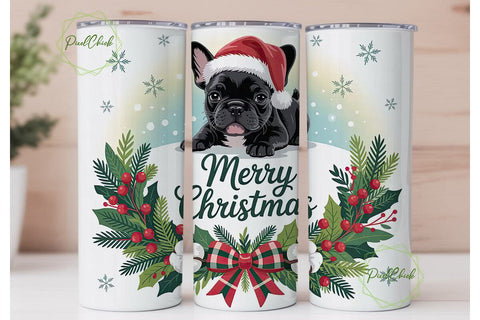 French Bulldog Christmas Tumbler Wrap Sublimation PixelChick 