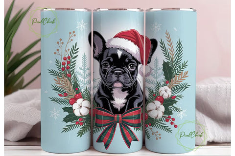 French Bulldog Christmas Tumbler Wrap Sublimation PixelChick 