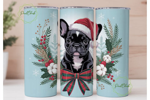 French Bulldog Christmas Tumbler Wrap Sublimation PixelChick 