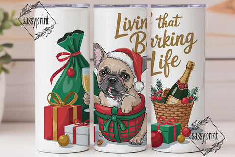 French Bulldog Christmas Tumbler Wrap Sublimation sassyprint 