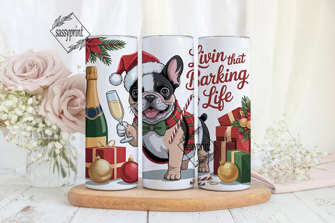 French Bulldog Christmas Tumbler Wrap Sublimation sassyprint 