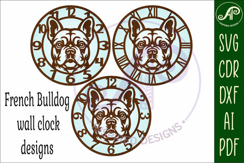 French Bulldog clock wall clock laser cut file SVG APInspireddesigns 