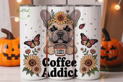 French Bulldog Coffee 20oz Tumbler Wrap Sublimation PixelChick 