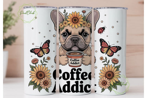 French Bulldog Coffee 20oz Tumbler Wrap Sublimation PixelChick 