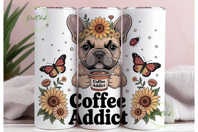 French Bulldog Coffee 20oz Tumbler Wrap Sublimation PixelChick 